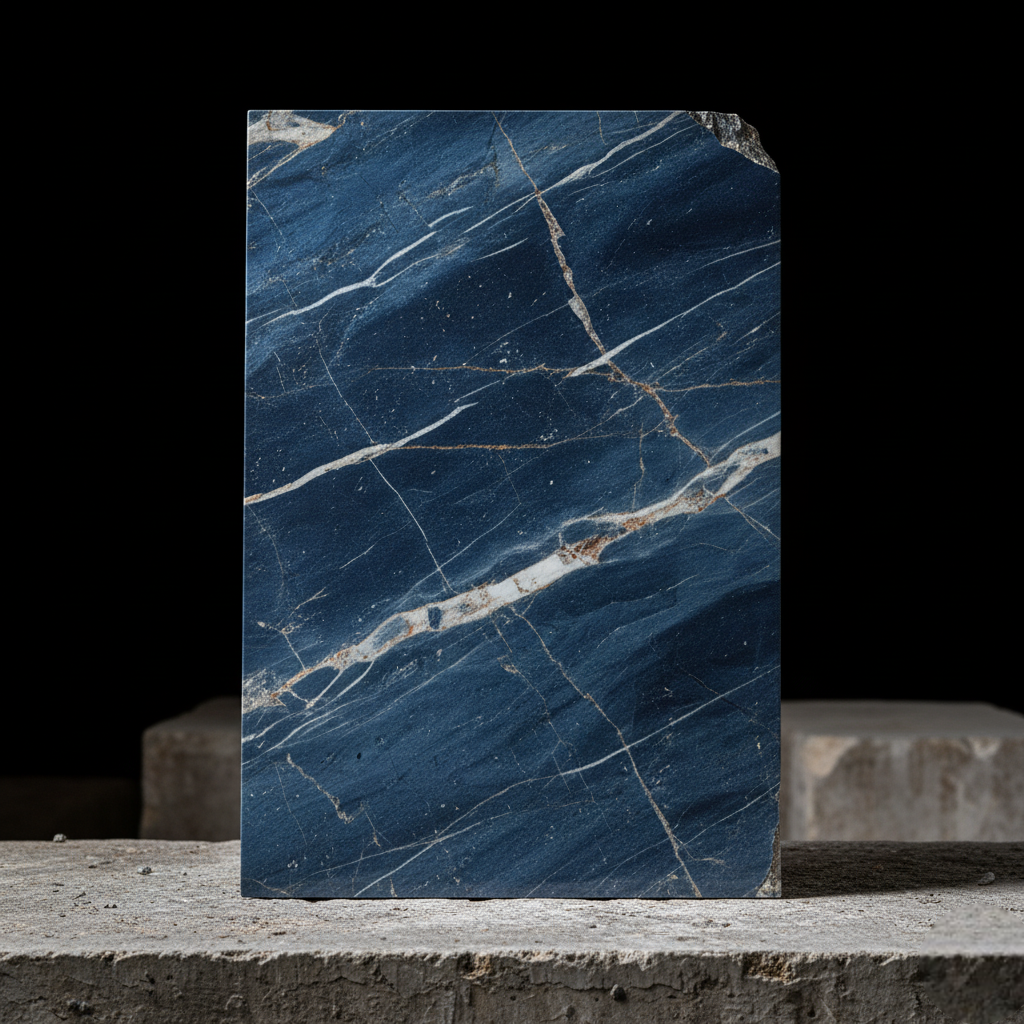 Blue Pentagon Marble Slab with Cosmic Veining